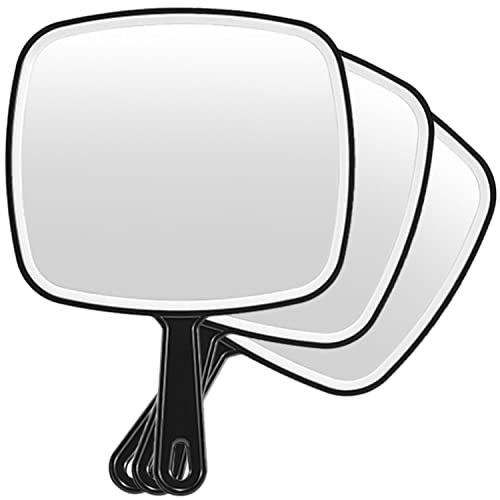 OMIRO Extra Large Handheld Mirror with Handle - Black Pack of 3