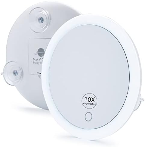 Travel-Friendly 10x Magnifying Mirror with LED Lighting and Strong Suction