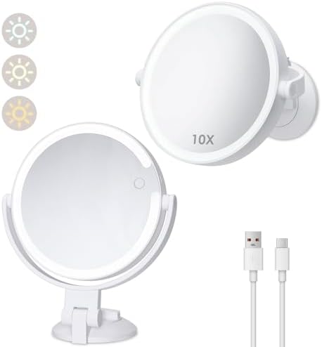 1X 10X Magnifying Shower Mirror with Lights
