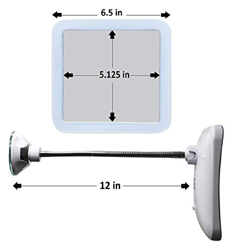 JiBen Square Flexible 10X Magnifying LED Mirror with Suction Cup