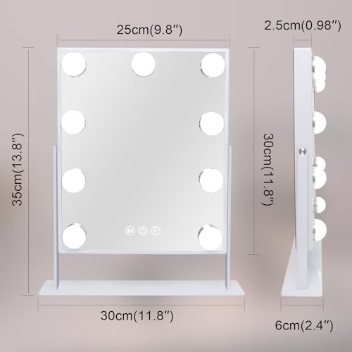 Hollywood Vanity Mirror with 3 Light Modes Elegant Design