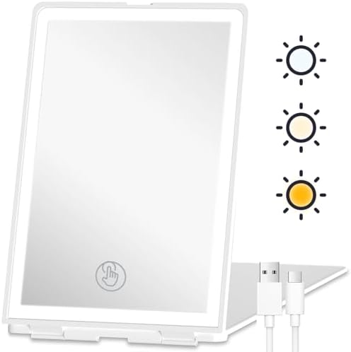 Fast-Billed WOHOMEAN Travel Makeup Mirror 72-LED 3 Light Settings
