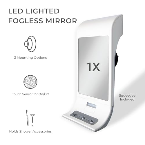 Fog-Free LED Shower Mirror with Secure Mount