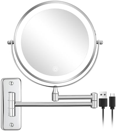 8-Inch Rechargeable Wall-Mounted Makeup Mirror