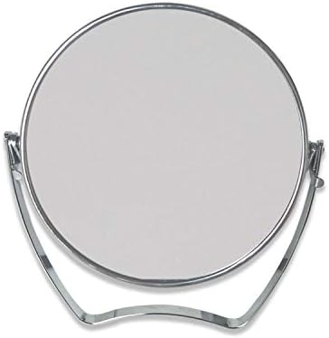 WMugthome Two-Sided 46-Inch Round Makeup Mirror with Stand Silver