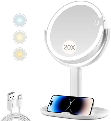 MIYADIVA Dual-Sided 20X Magnifying Vanity Mirror with Lights and 80 LEDs