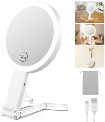 Stylish 3-in-1 Magnifying Mirror for Compact Travel Use