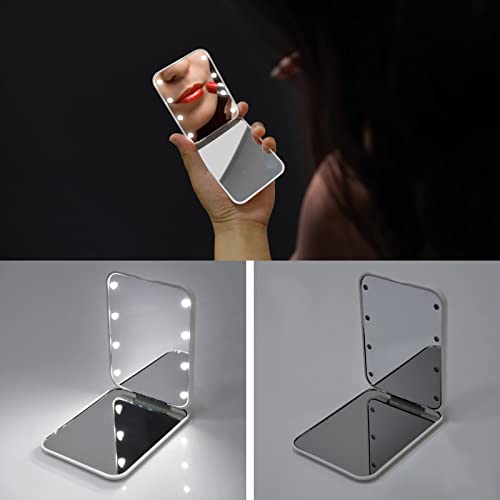 Kintion Pocket Mirror 1X3X LED Compact Travel Makeup Mirror
