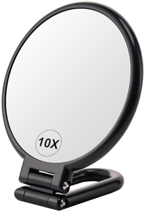 BOOMIBOO 10x Magnifying Handheld Travel Mirror