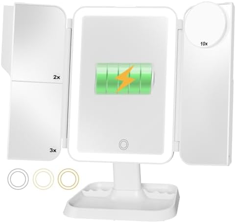 Precise mans makeup mirror with multi-level magnification and touch controls