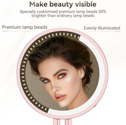 IMIKona Travel Makeup Mirror with Lights 10X Magnifying 3000mAh Rechargeable