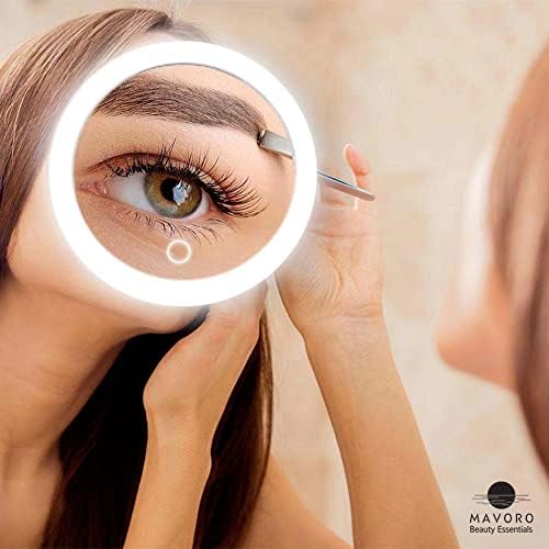 Travel-Friendly 10x Magnifying Mirror with LED Lighting and Strong Suction