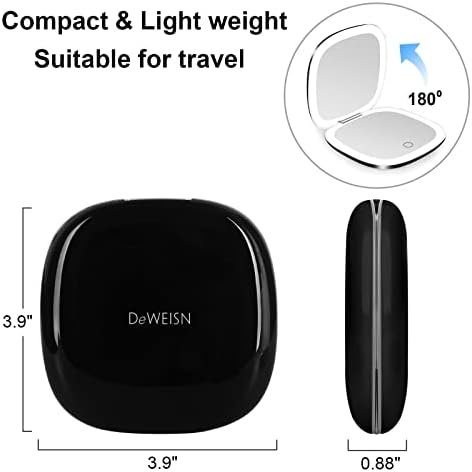Makeup Mirror Compact with 1X 10X Dimmable Light