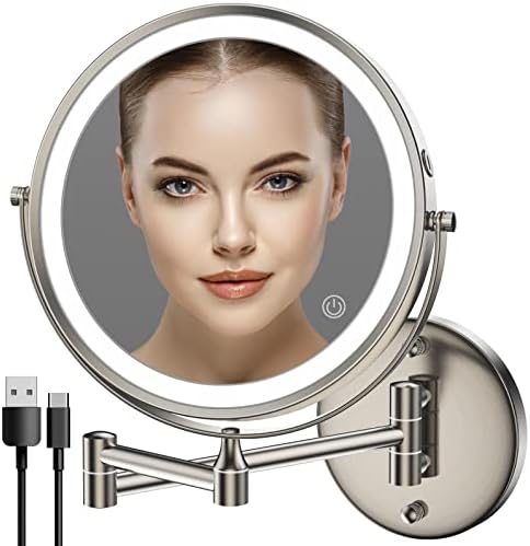 Rocollos Wall-Mounted Lighted Makeup Mirror Rechargeable and Easy to Use