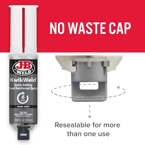 KwikWeld Steel Reinforced Epoxy Syringe - Fast-Setting Dark Grey 25ml