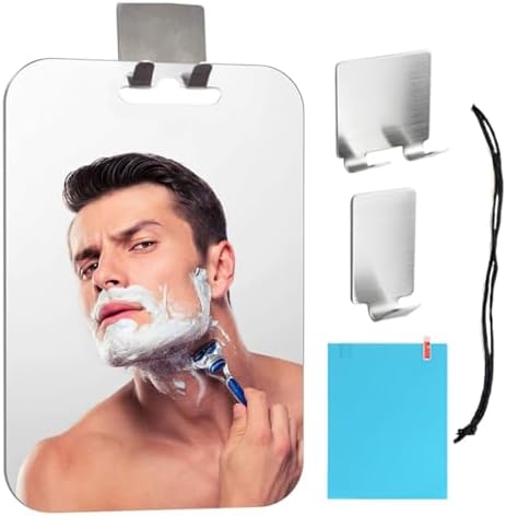 Anti-Fog Shower Mirror Crystal Clear Razor Holder Impact Resistant