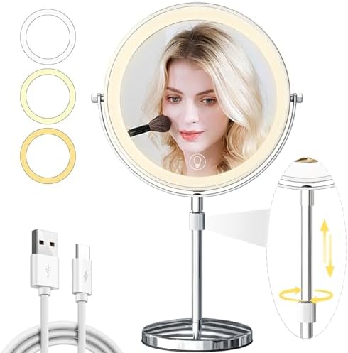 9-Inch Vanity Mirror with Rechargeable Lights