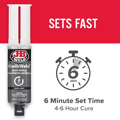 KwikWeld Steel Reinforced Epoxy Syringe - Fast-Setting Dark Grey 25ml
