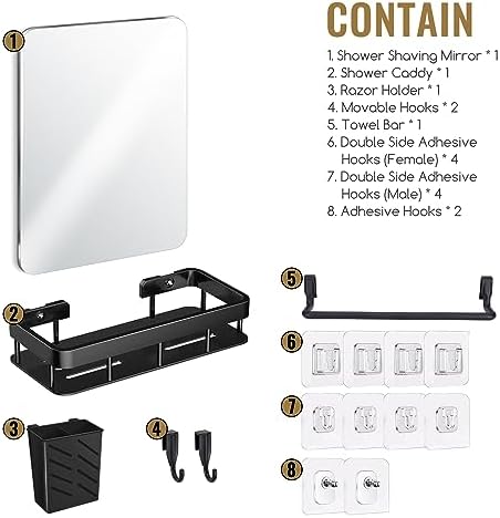 Fog-Free Shave Mirror with Storage Caddy 1182x87