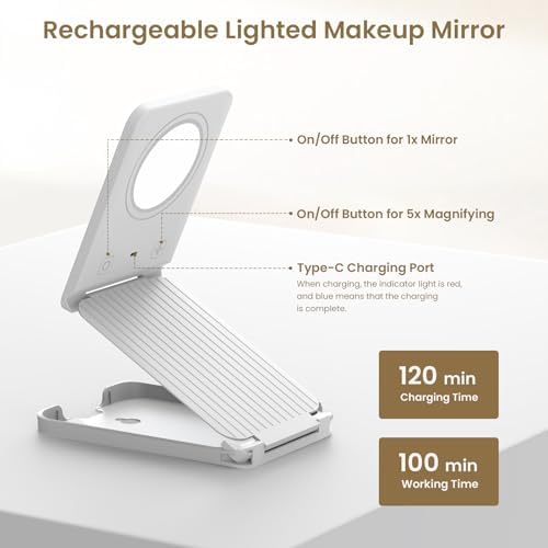 Portable Makeup Mirror wLights
