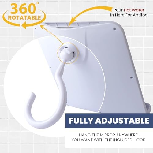 MirrorVana Dual Anti-Fog Shower Mirror - 8x7 White