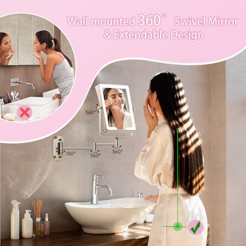 FASCINATE Wall-Mounted Rechargeable Makeup Mirror