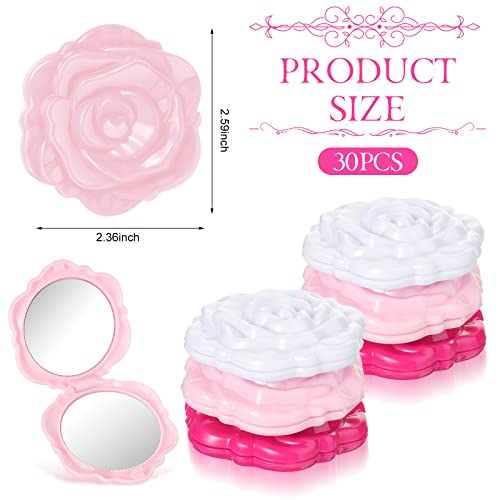 Exquisite 30-Piece Compact Pink Rose Mirrors Handheld Travel Gift