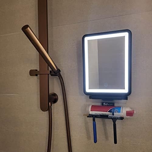 Fogless Lighted Shower Mirror Includes Squeegee Storage