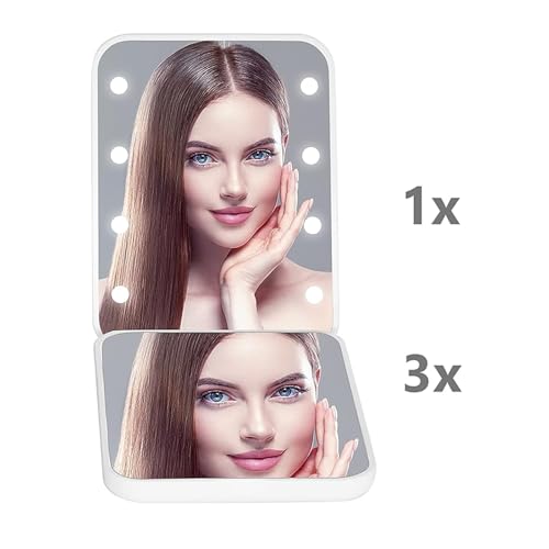 Kintion Pocket Mirror 1X3X LED Compact Travel Makeup Mirror