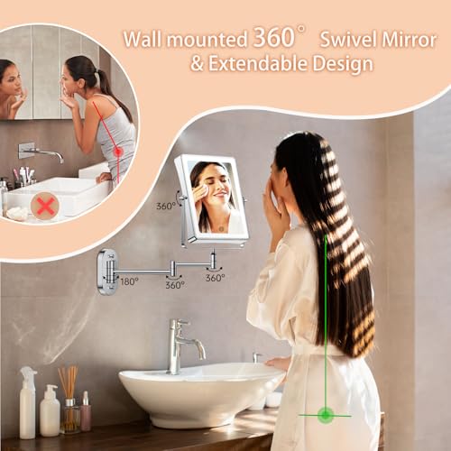 FASCINATE Japanese-Style Rechargeable Wall-Mounted Makeup Mirror