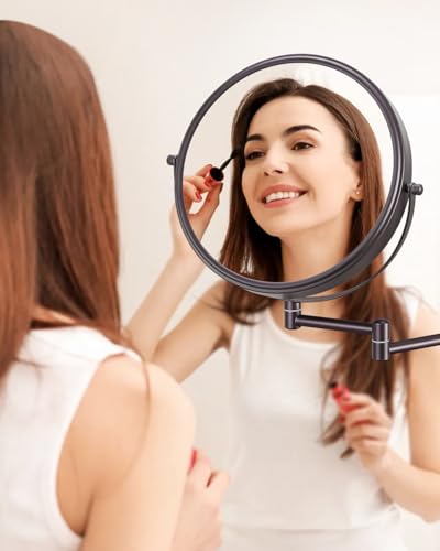 Decluttr 9 Inch Wall Mounted Magnifying Mirror Brown