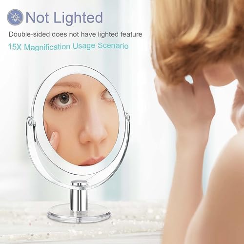 Double-Sided Magnifying Vanity Mirror with 1X15X Swivel Stand