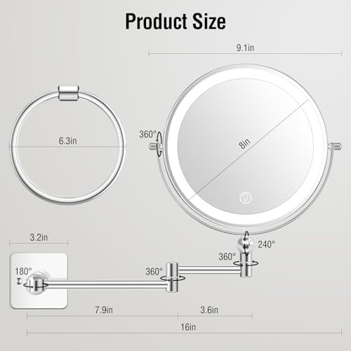 10x Magnifying Wall-Mounted Makeup Mirror