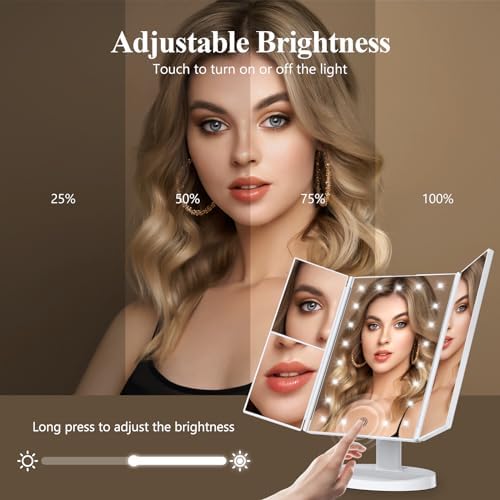 Portable HUONUL Makeup Mirror with Lights and Touch Control