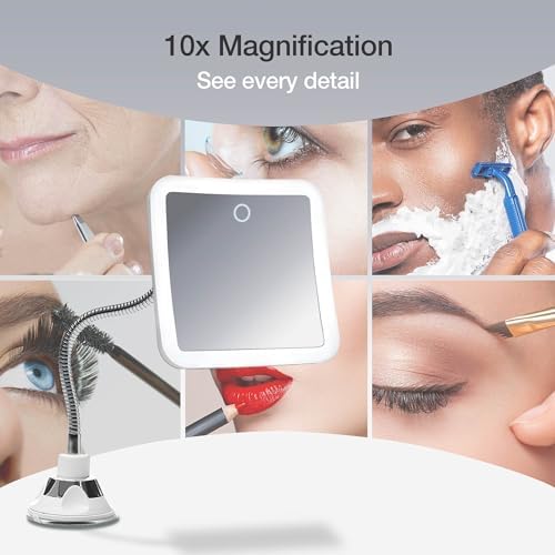 Fancii 10x Flexible Magnifying Mirror with 3 LED Settings