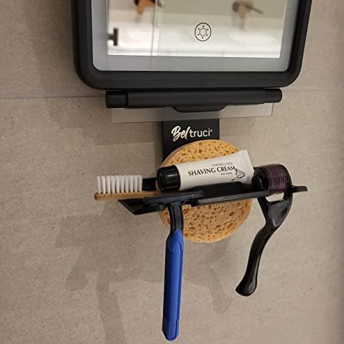Fogless Lighted Shower Mirror Includes Squeegee Storage