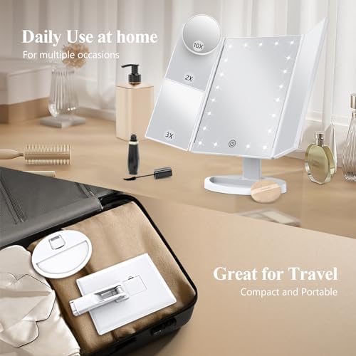 Portable HUONUL Makeup Mirror with Lights and Touch Control