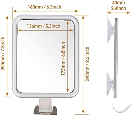 Lunmore Shower Mirror forrazoring Anti-Fog Suction-Cup Design