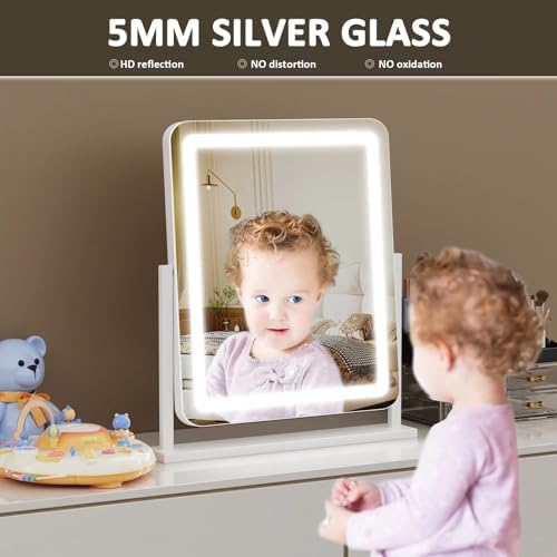 Gvnkvn Makeup Vanity Mirror With Smart Lighting 360 Rotation 10X Magnification