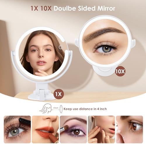 1X 10X Magnifying Shower Mirror with Lights