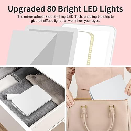 Mecion Compact Makeup Mirror with 10X Magnification and 80 LED Lights