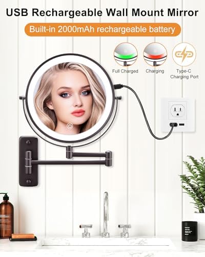 9-Inch Wall-Mounted Lighted Makeup Mirror