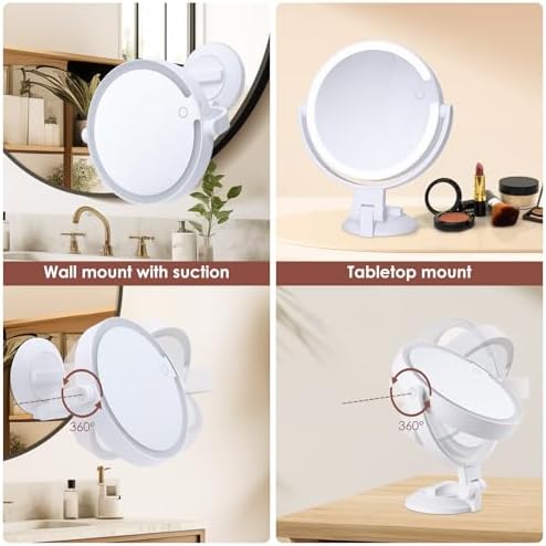 1X 10X Magnifying Shower Mirror with Lights