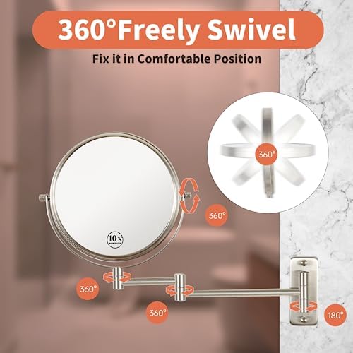 Versatile 8 Wall-Mounted Makeup Mirror with 10X Magnification