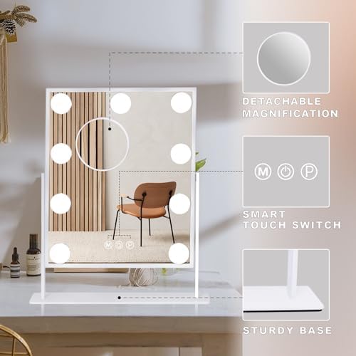Hollywood Vanity Mirror with 3 Light Modes Elegant Design