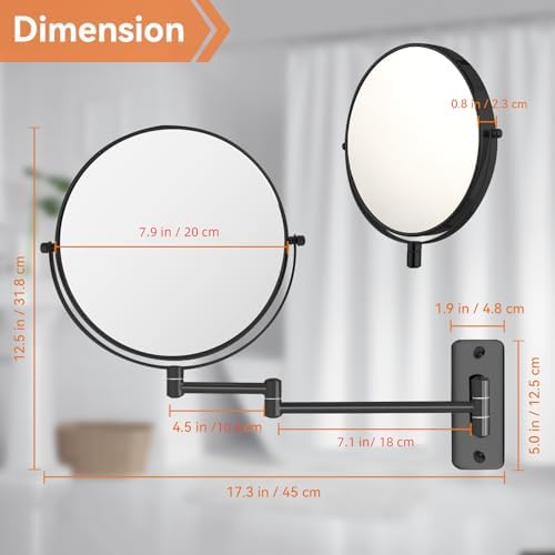 8 Makeup Mirror with Extendable Arm 10X Zoom