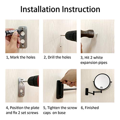 Wall-Mounted Makeup Mirror with Extendable Arms 10X Magnification