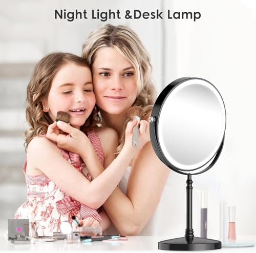 DEIOVWXS Lighted Makeup Mirror Rechargeable 3000mAh 360 Rotation Bright Adjustable Womens Gift