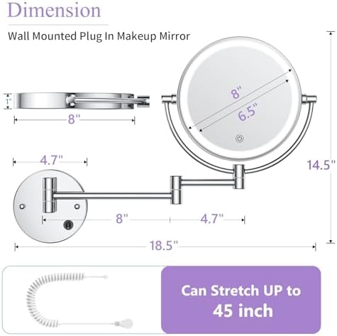 Wall-Mounted Makeup Mirror with Lights