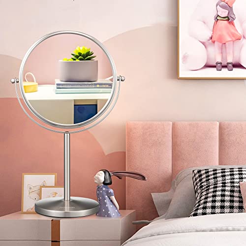 ALHAKIN 10x Magnifying Makeup Mirror Compact with 360 Swivel Anti-Slip Base